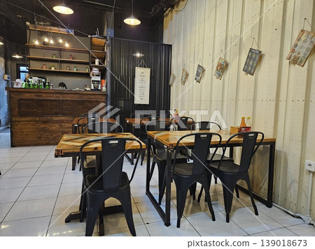 this is interior of a cafe, as one famous cafe in Jakarta city  139018673
