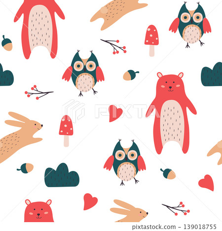 cute woodland animal pattern cute woodland animal pattern 139018755