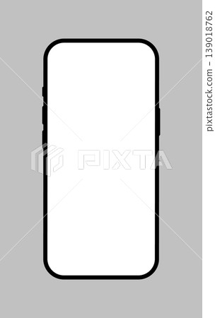 Front view of device. Smartphone black frame. Mobile phone icon with white screen. Website design, mobile app sign, app ui. Template of blank smart phone. 139018762
