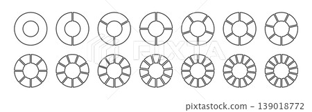White circle division from 1 2 3 4 5 6 7 8 9 10 11 12 13 14 equal parts. Wheel round divided diagrams from one to fourteen blank white segments. Coaching blank. Infographic set. White circle division from 1 2 3 4 5 6 7 8 9 10 11 12 13 14 equal parts. Wheel round divided diagrams from one to fourteen blank white segments. Coaching blank. Infographic set. 139018772