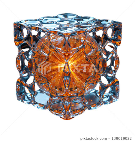 The image shows a decorative 3D model in the shape of a cube, reminiscent of a candlestick or interior element 139019022