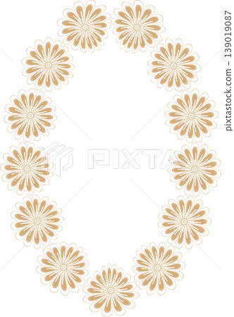 Wreath frame with flower elements. Trendy graphic template. Cute empty frame box 139019087