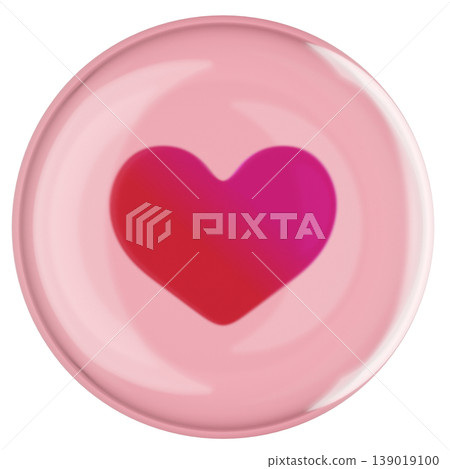 Pink glass, red heart, 3D icon, illustration representing love and health, 3D rendering Pink glass, red heart, 3D icon, illustration representing love and health, 3D rendering 139019100