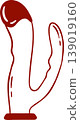 vibrator penis for double penetration, dildo, adult sex toy, accessories for sex games and bdsm, simple linear red icon, doodle and sketch style 139019160