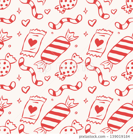 Red seamless pattern with candies Red seamless pattern with candies 139019184