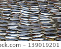 Texture or background of Sadinella gibbosa, sun-dried for one day on an outdoor net. 139019201