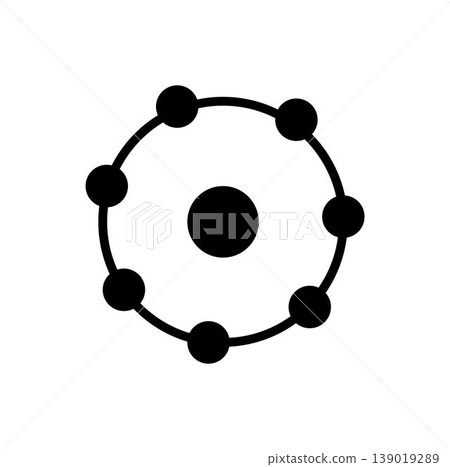 Seven ion or electron logo illustration. Total 7 ion count. 139019289