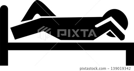 Everyday Relaxation - Simple and Elegant Bed Graphic. Bed icon illustration. Black and white. 139019342
