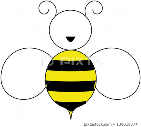 Gleeful Garden Gaiety - Bee Illustration Joy in Full Bloom. Bee Silhouette. 139019374