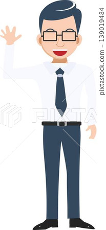 This is an Illustration of a Handsome Man Wearing Glasses and a White Shirt. This is an Illustration of a Handsome Man Wearing Glasses and a White Shirt. 139019484