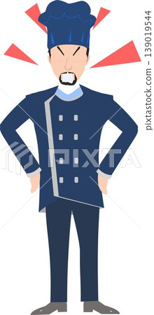 Illustration of an Upset Male Chef Expressing Anger in His Uniform Illustration of an Upset Male Chef Expressing Anger in His Uniform 139019544