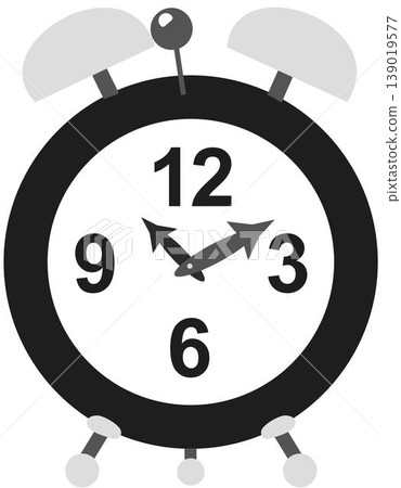 Illustration of an Alarm Clock. Black and White Vector Illustration. 139019577
