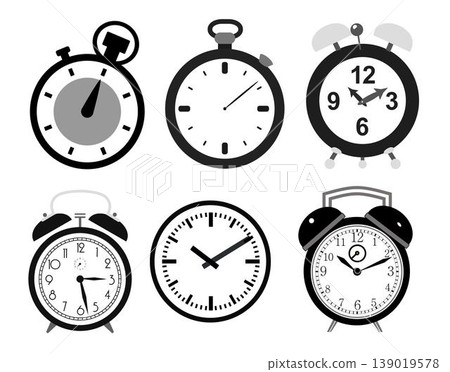 Black & White Time Tools Collection: Clocks, Stopwatches, Timers Black & White Time Tools Collection: Clocks, Stopwatches, Timers 139019578