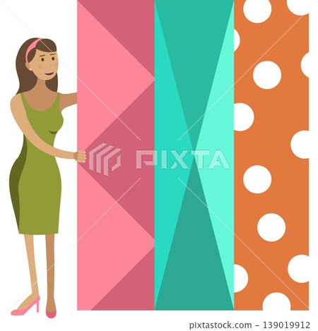 Saleswoman in fabric store vector icon Saleswoman in fabric store vector icon 139019912
