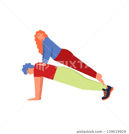 Plank yoga pose, vector flat style design illustration 139019929