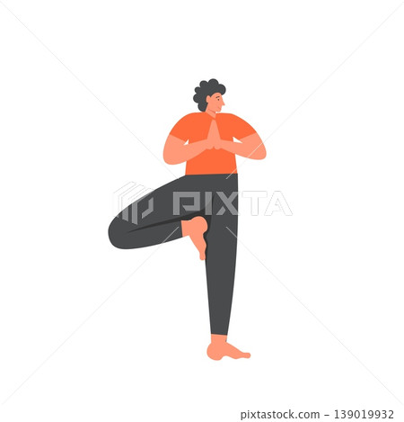 Tree yoga pose, vector flat style design illustration Tree yoga pose, vector flat style design illustration 139019932