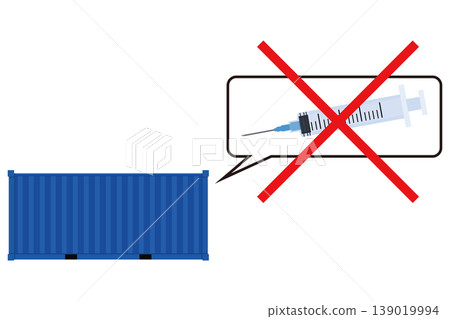 A concept illustration depicting the disruption of medical supplies and logistics problems using syringes and containers. A concept illustration depicting the disruption of medical supplies and logistics problems using syringes and containers. 139019994