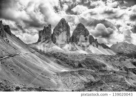 The iconic Tre Cime di Lavaredo mountains, Dolomites, Italy The iconic Tre Cime di Lavaredo mountains, Dolomites, Italy 139020043