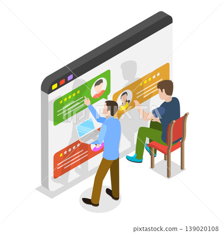 3D Isometric Flat Vector Illustration of Quality Service Client Feedback, Business Satisfaction Support. Item 1 3D Isometric Flat Vector Illustration of Quality Service Client Feedback, Business Satisfaction Support. Item 1 139020108