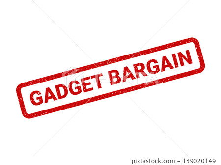 Red rectangular rubber stamp impression displaying the clear text GADGET BARGAIN indicating a special offer 139020149