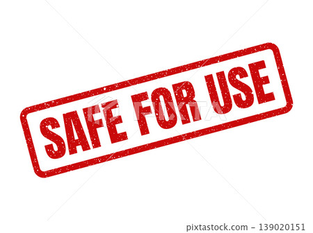 Red rectangular rubber stamp impression displaying the critical message SAFE FOR USE with a worn grunge texture 139020151