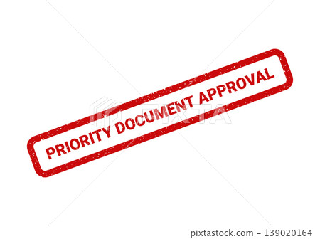 Red rectangular rubber stamp impression for official document approval process with distressed textured effect Red rectangular rubber stamp impression for official document approval process with distressed textured effect 139020164