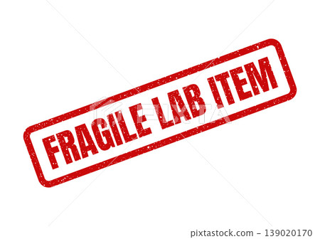 Red rectangular rubber stamp impression signifying a fragile laboratory item requiring careful handling 139020170