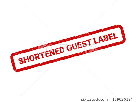 Red rectangular rubber stamp mark with distressed texture displaying shortened guest label text message 139020184