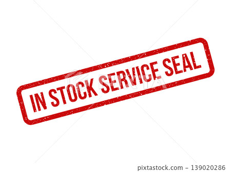 Red rectangular textured stamp indicating a service seal is in stock for official authentication or guarantee Red rectangular textured stamp indicating a service seal is in stock for official authentication or guarantee 139020286