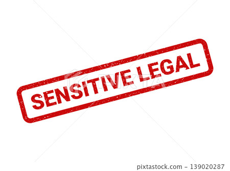 Red rectangular textured stamp prominently featuring SENSITIVE LEGAL in uppercase, marking documentation with legal implications 139020287