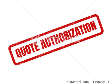 Red rubber stamp effect with distressed texture indicating official quote authorization process approval 139020301