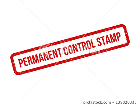 Red rubber stamp vector with grunge texture indicating permanent control stamp for official documentation processes Red rubber stamp vector with grunge texture indicating permanent control stamp for official documentation processes 139020333
