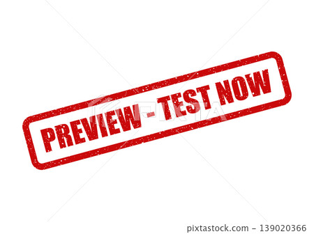 Red textured rectangular rubber stamp indicating a call to action for immediate testing or content review 139020366