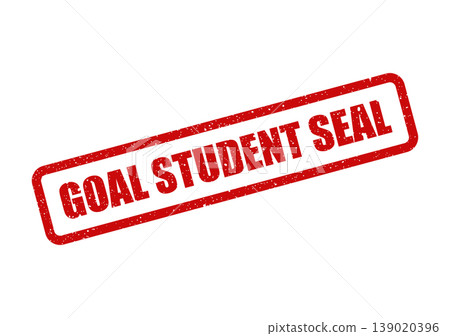 Red textured rubber stamp displaying the words goal student seal for official educational recognition or validation 139020396