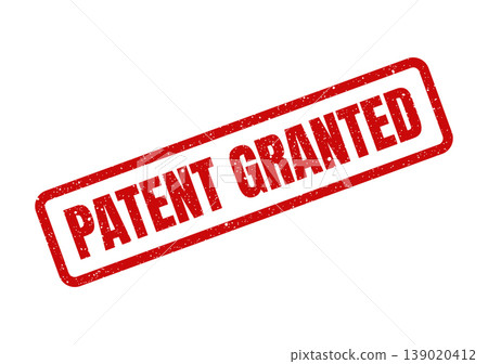 Red textured rubber stamp impression showing PATENT GRANTED text, signifying official approval document Red textured rubber stamp impression showing PATENT GRANTED text, signifying official approval document 139020412