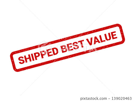 Red textured rubber stamp with SHIPPED BEST VALUE text suggesting economical and delivered goods Red textured rubber stamp with SHIPPED BEST VALUE text suggesting economical and delivered goods 139020463