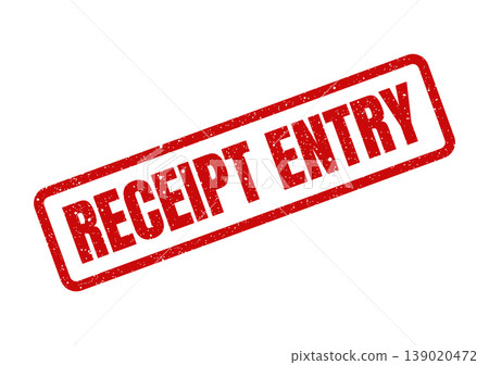 Red textured rubber stamp with the impactful words RECEIPT ENTRY for processing financial records effectively 139020472