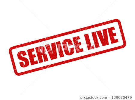 Red textured service live rubber stamp indicating operational status and project launch confirmation Red textured service live rubber stamp indicating operational status and project launch confirmation 139020479