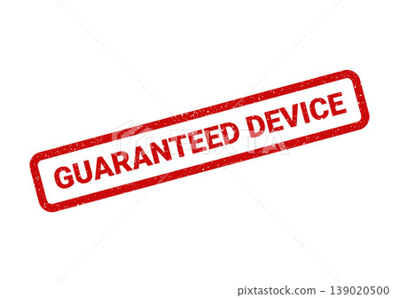 Red textured stamp with bold text emphasizing guaranteed device quality for electronic product assurance 139020500