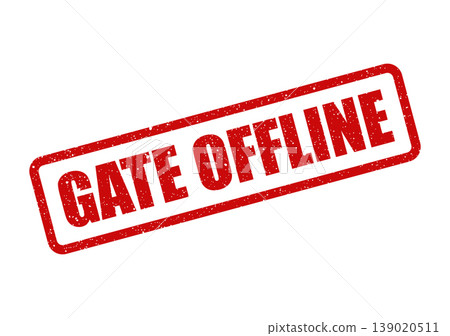 Red weathered rubber stamp graphic displaying GATE OFFLINE status, perfect for system alerts or warnings Red weathered rubber stamp graphic displaying GATE OFFLINE status, perfect for system alerts or warnings 139020511