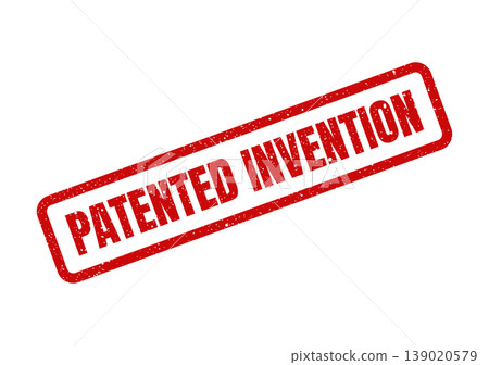 Stamped graphic with a grunge texture effect featuring the phrase Patented Invention angled, representing a protected new creation Stamped graphic with a grunge texture effect featuring the phrase Patented Invention angled, representing a protected new creation 139020579