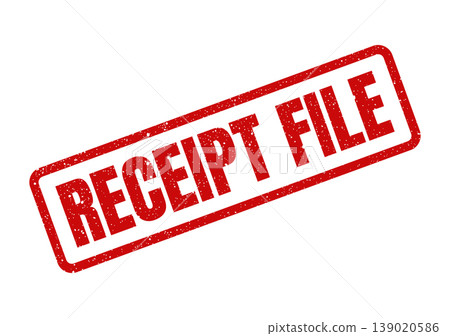 Standard rectangular rubber stamp showing RECEIPT FILE text for organizing financial documents and records 139020586
