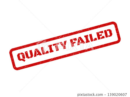 Textured grunge rubber stamp featuring Quality Failed text, denoting a past inspection outcome or non compliance 139020607