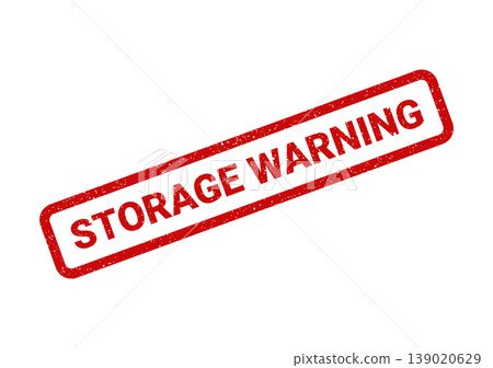 Textured rectangular emblem displaying a bold storage warning message, perfect for visual alerts or administrative notices Textured rectangular emblem displaying a bold storage warning message, perfect for visual alerts or administrative notices 139020629