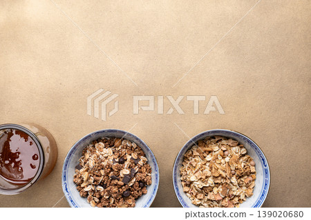 granola bowls chocolate chunks caramel 139020680
