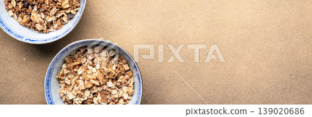 Granola oats cereal healthy breakfast banner Granola oats cereal healthy breakfast banner 139020686