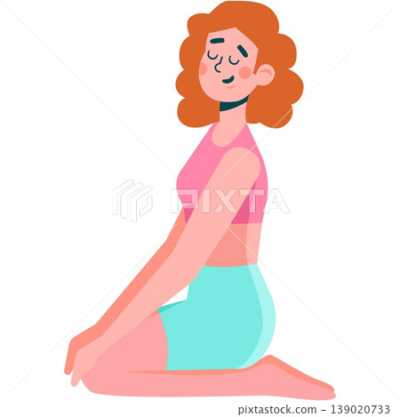 Woman take breath control vector icon illustration 139020733