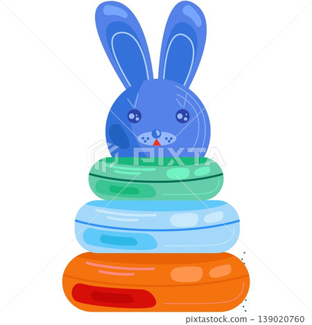 Toy pyramid tower vector flat cartoon icon Toy pyramid tower vector flat cartoon icon 139020760