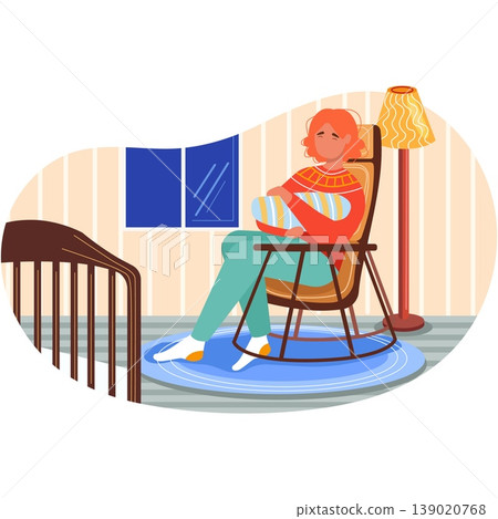 Woman rocking baby on hand vector icon cartoon 139020768