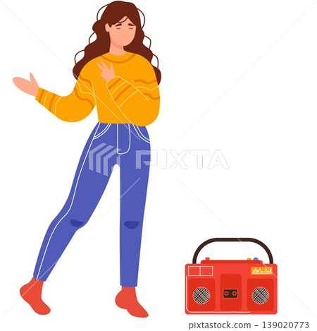 Active woman dancing vector flat icon illustration Active woman dancing vector flat icon illustration 139020773